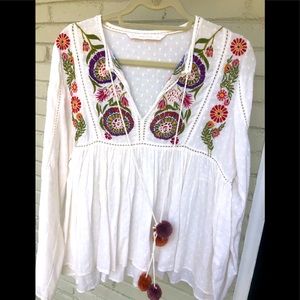 Zara Embroidered Long Sleeve Top